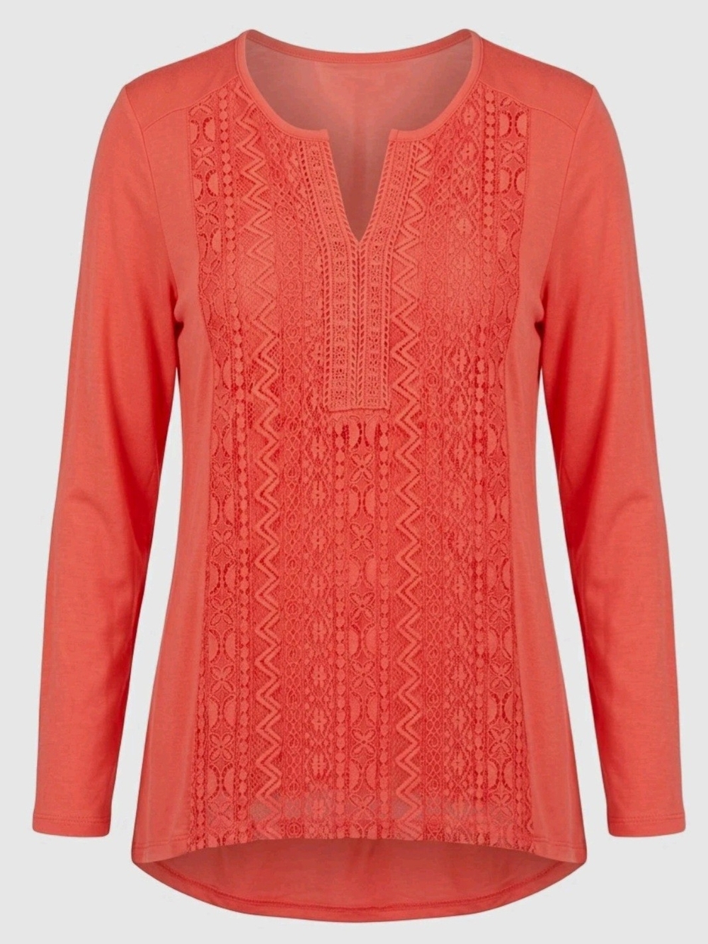RXB Women's Coral Lace-Front Long Sleeve Tunic Size XL